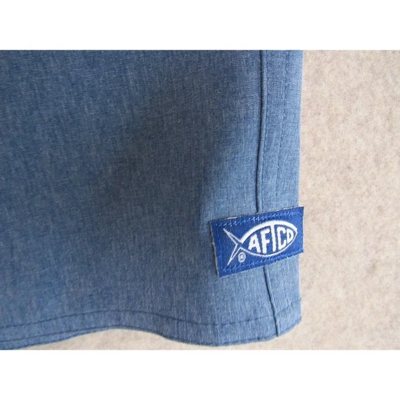 AFTCO AFTECH Mens Blue Heathered Fishing Shorts Size 38 Performance Stretch - Picture 2 of 8